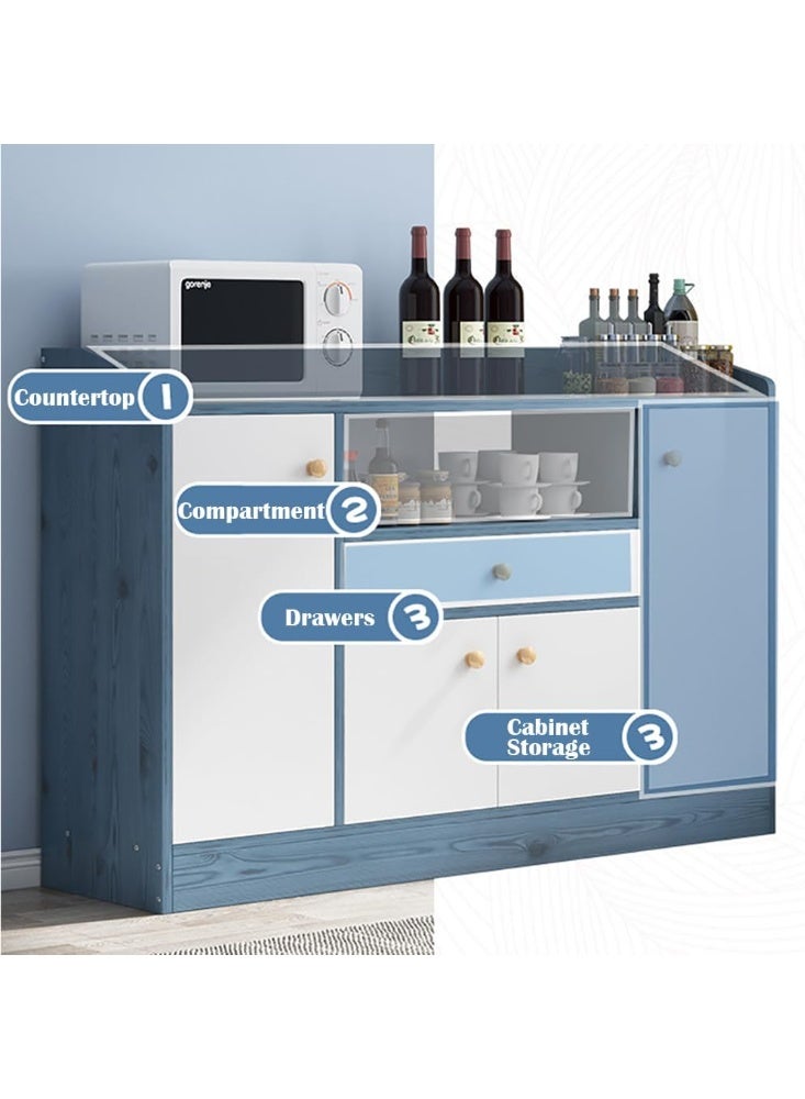 Sideboard Cabinet, Wooden Kitchen Cabinet with 1 Drawer & 4 Doors for Microwave Oven, Tableware and Kitchen Utensils, Modern Storage Cabinet for Dining Room, Living Room and Kitchen, CDA5 (White) - Image 3